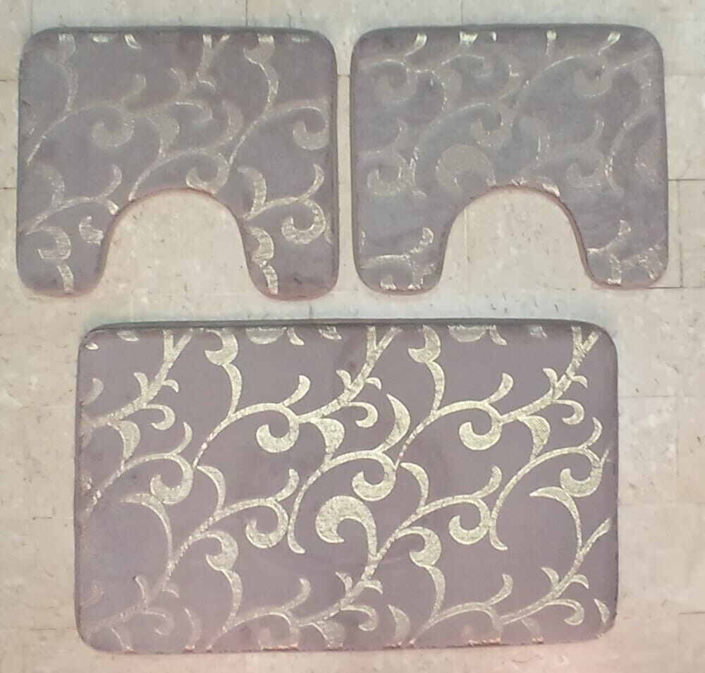 Tappeto bagno set 3 pezzi o Tappeto Bagno singolo 50x80cm Antiscivolo Poliestere