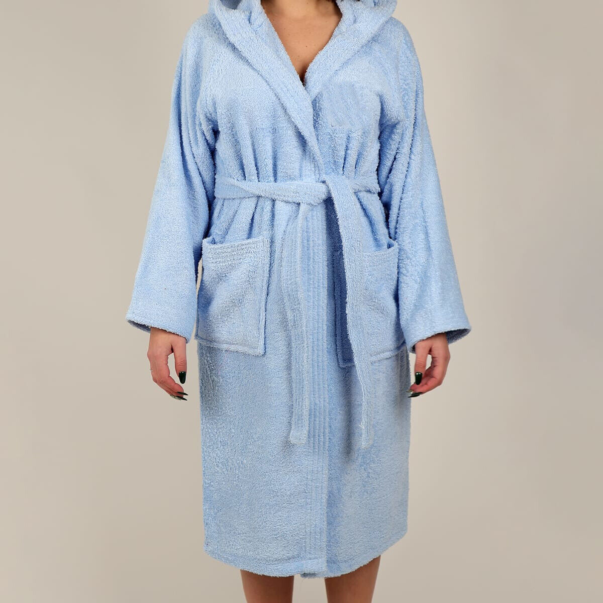 Accappatoio in Spugna in Puro Cotone  Morbido Cappuccio 550 gr.Tasconi Cappuccio