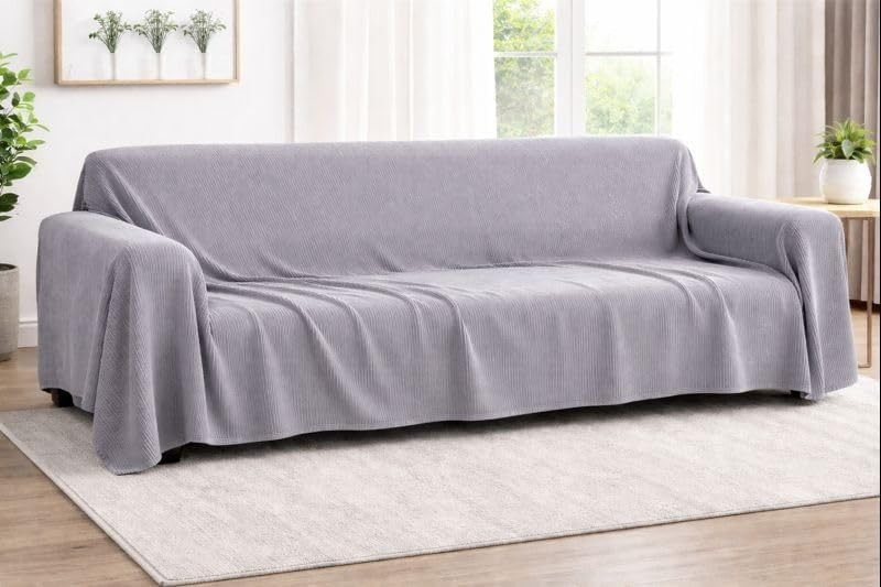 Telo Copritutto Grigio 180x260 cm Copriletto Copridivano Multiuso Made Italia