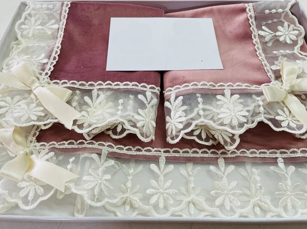 Centrini Tris in Velluto Pizzo Organza Eleganti Vari Colori Made in Italy