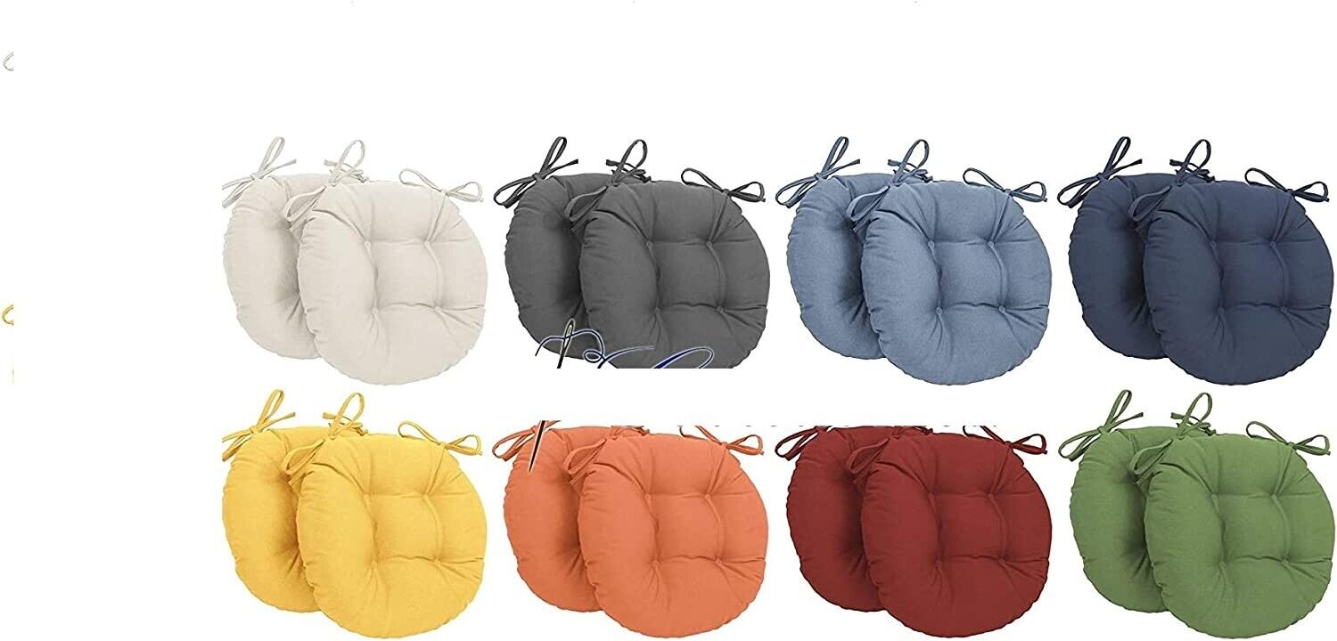 Coprisedie 2pezzi set cuscini arredo per sedia rotondi di diam 35cm con lacci