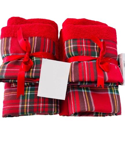 Set Asciugamani 1 1 Rossi Natale Spugna di Puro Cotone Eleganti 7 Varianti Balza