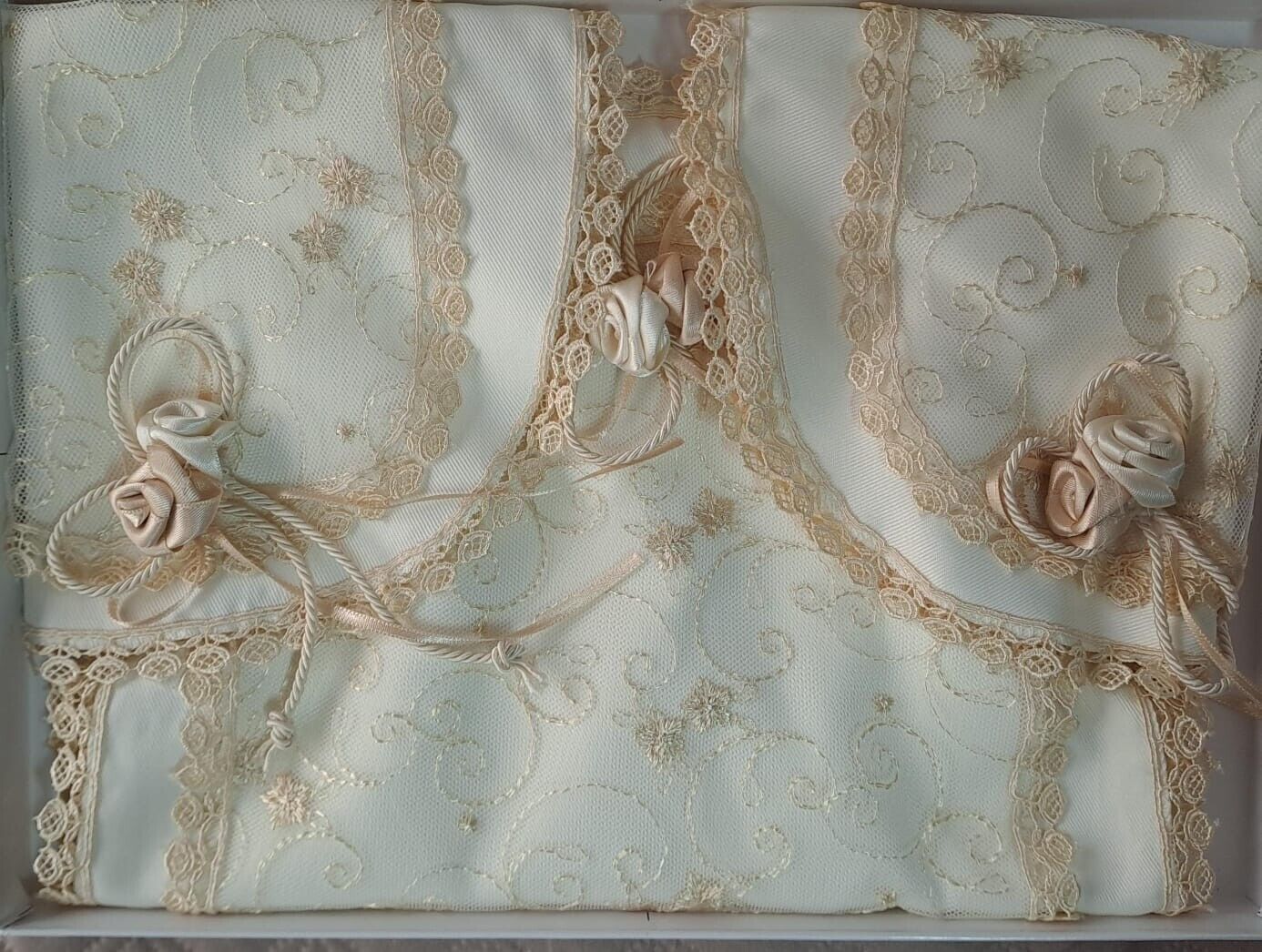 Centrini Tris Pizzo e Organza Varie Fantasie Eleganti Arredocasa Made in Italy