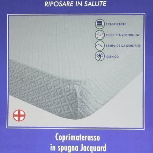 Coprimaterasso set 2pz spugna jacquard traversa strech elasticizzato con angoli