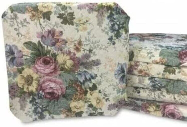 Cuscino sedia Set 6 pezzi Coprisedia tessuto gobelin fiorato Pratici Comodi