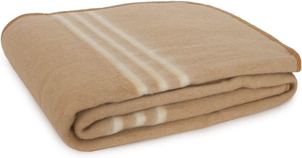 Coperta Misto Lana Bolzano 400 gr/mq Beige Calda Morbida Made in Italy
