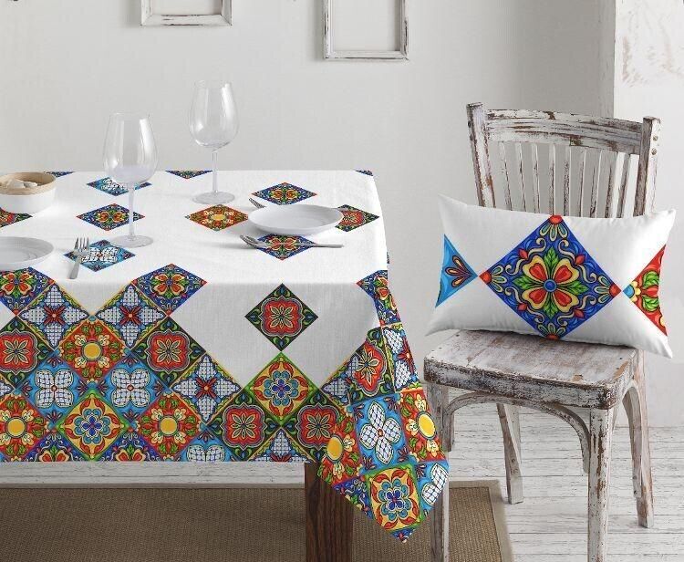 Tovaglia da tavola x12 persone 140x240cm Rettangolare Puro Cotone 2 Fantasie