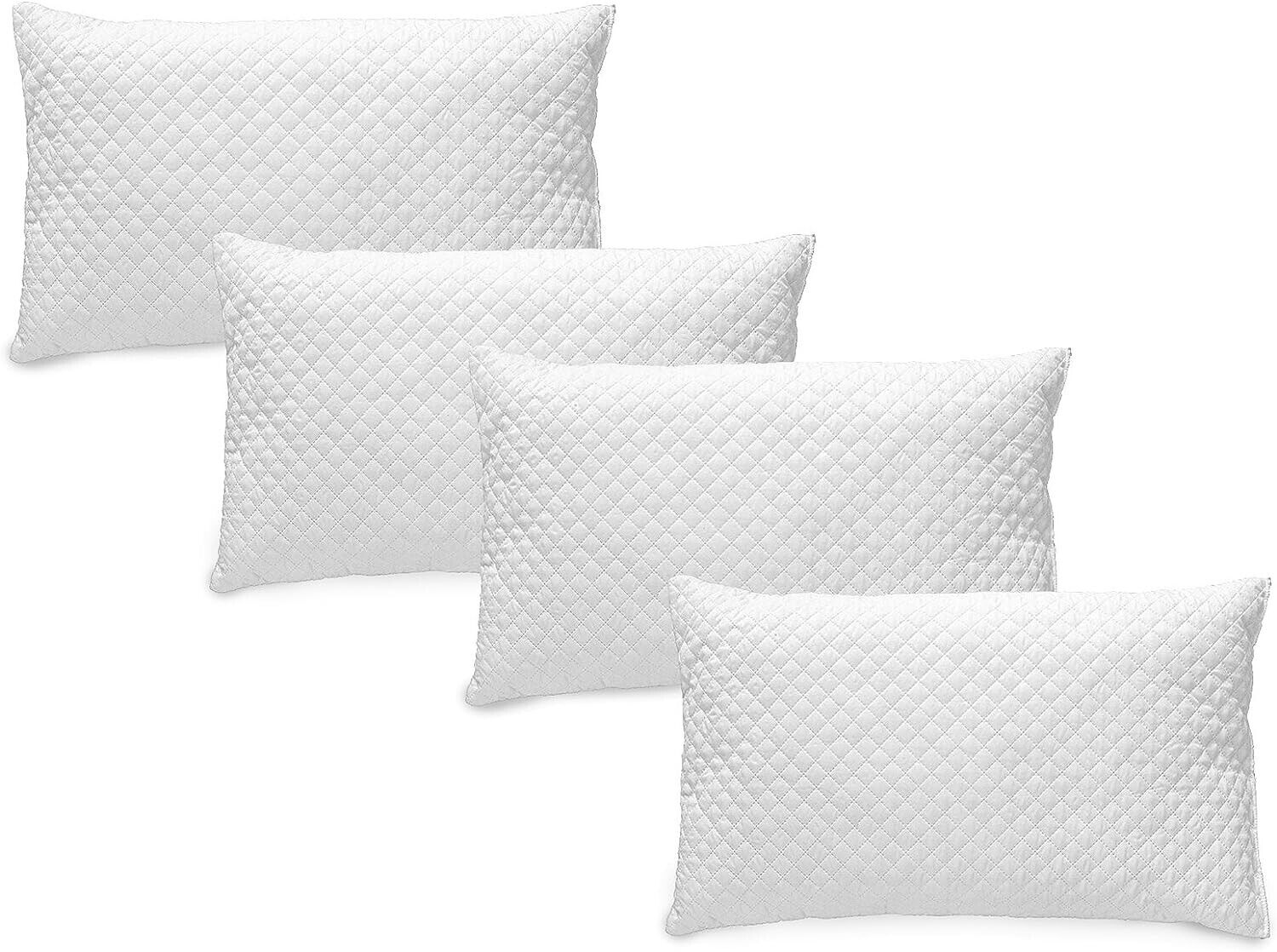 Federe Confezione da 4 Trapuntate con Zip Traspiranti Antiacari Igienico 50x80cm