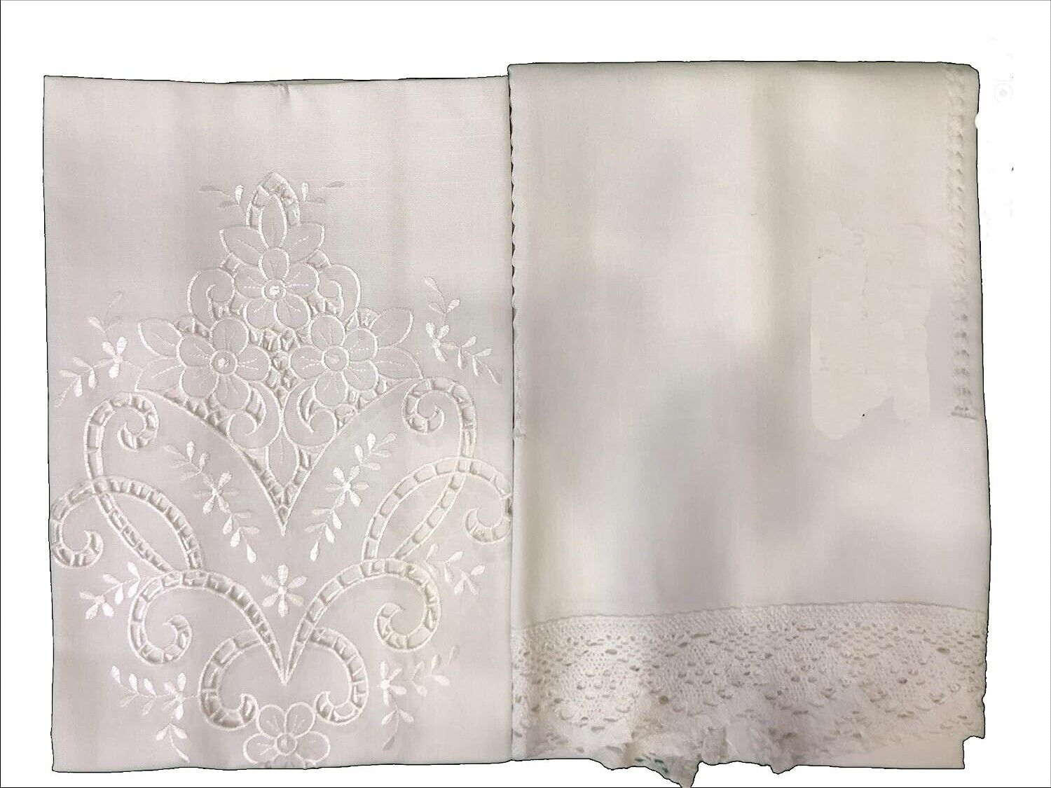 Tenda grande Misto Lino Intaglio Ricamata a Mano Bianco Made in Italy
