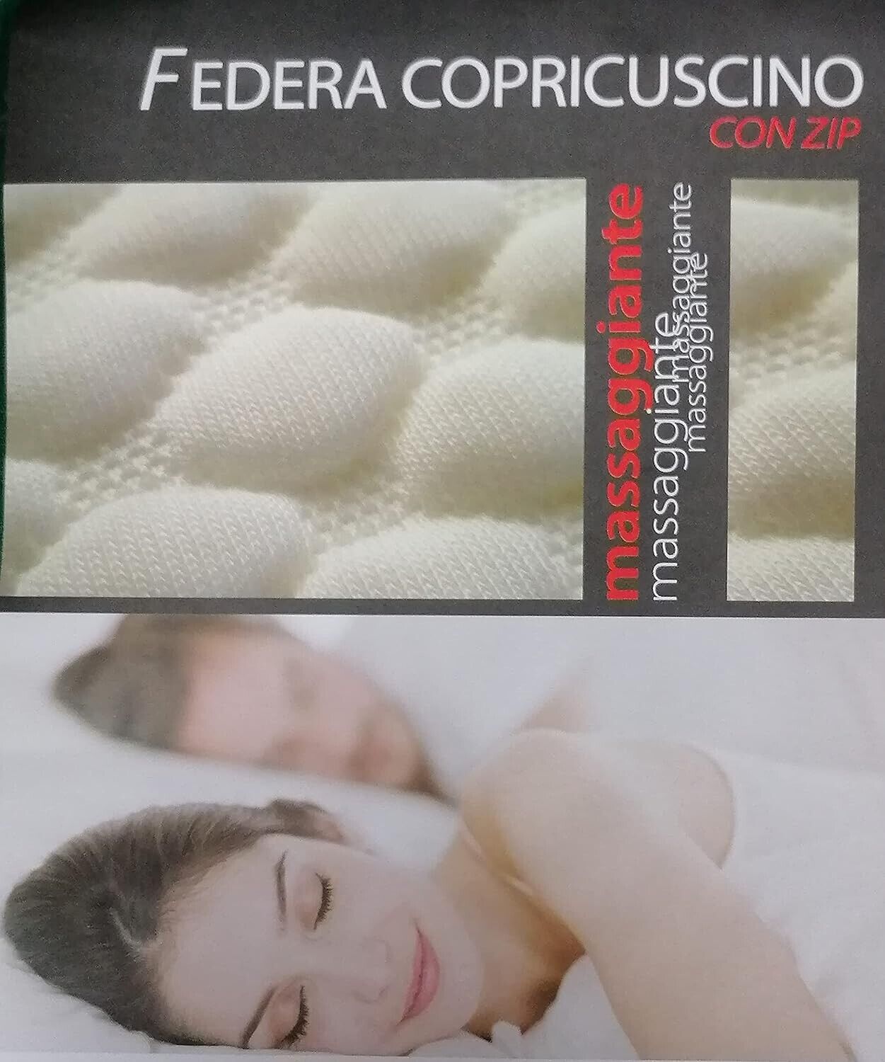 Federe Set 4 pz cuscini Copriguanciali 50x80 massaggiante Antistress Antiacaro