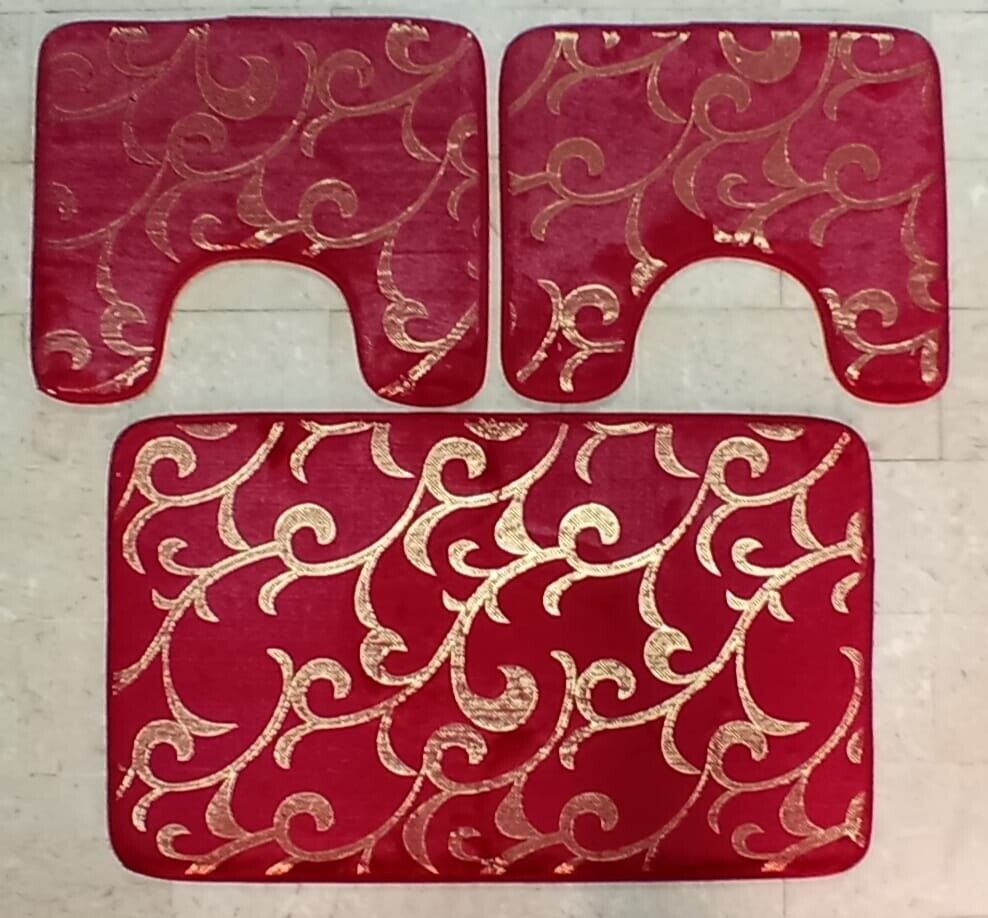 Tappeto bagno set 3 pezzi o Tappeto Bagno singolo 50x80cm Antiscivolo Poliestere