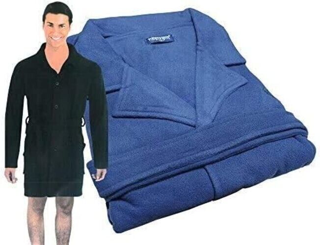 Giacca da Camera/Vestaglia Uomo Pile Sciallata Manica Lunga Cintura Classica