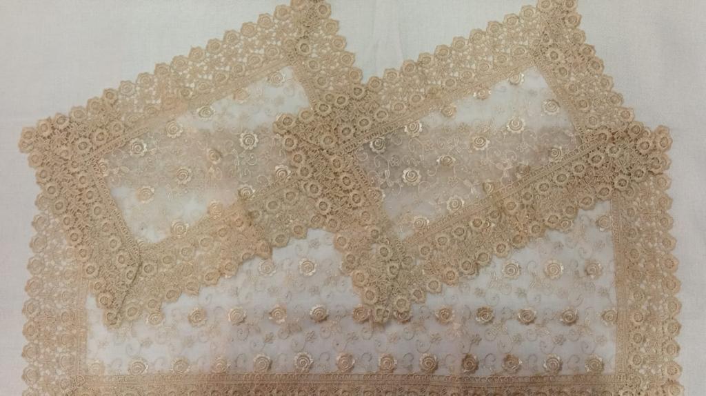 Tris centrini Organza in Pizzo Macramé Tinta Unita Eleganti Moderno