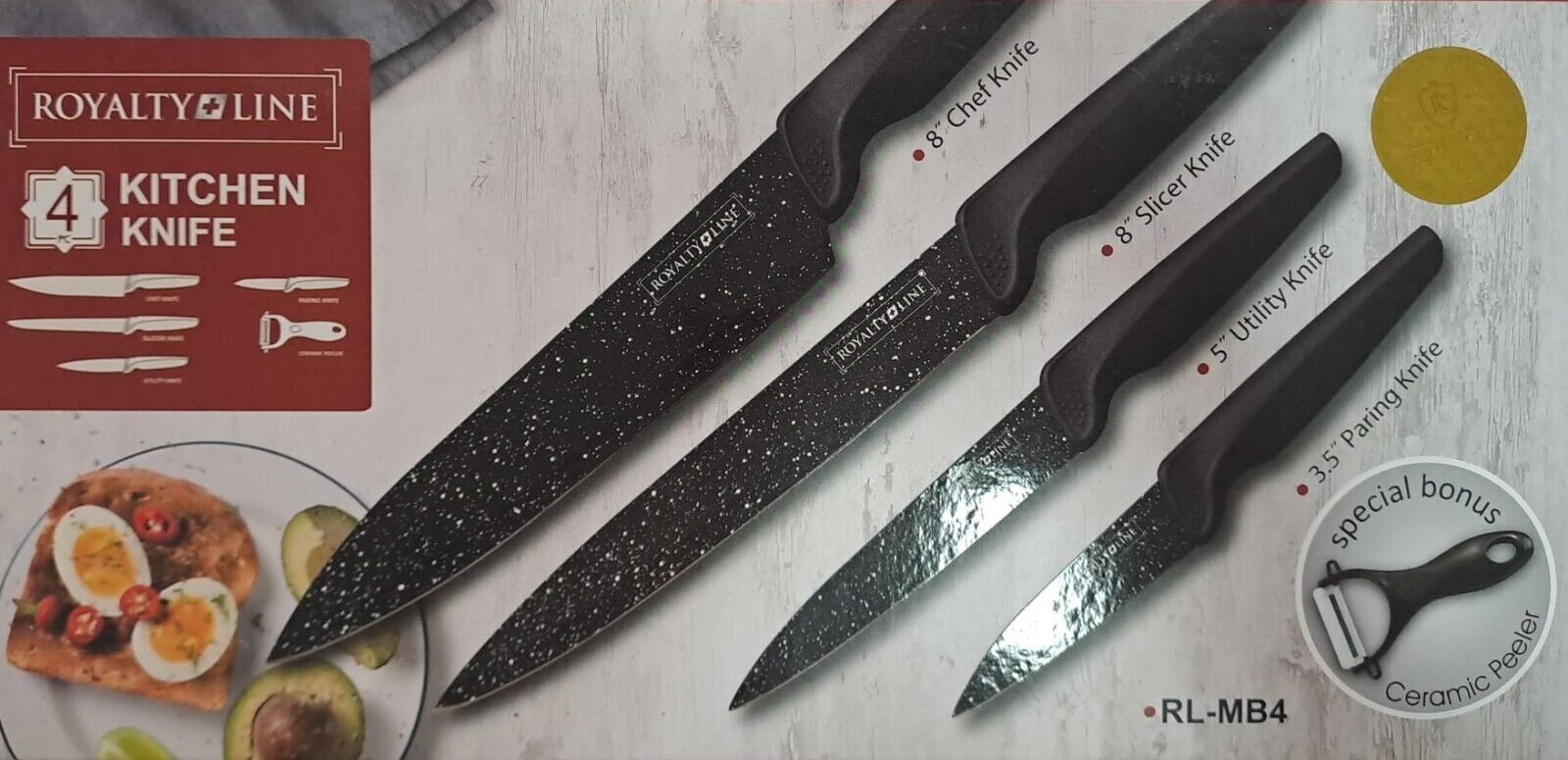 Set 4 Coltelli Cucina in Ceramica Nero Pelapatate Qualita Extra Moderni Affilati