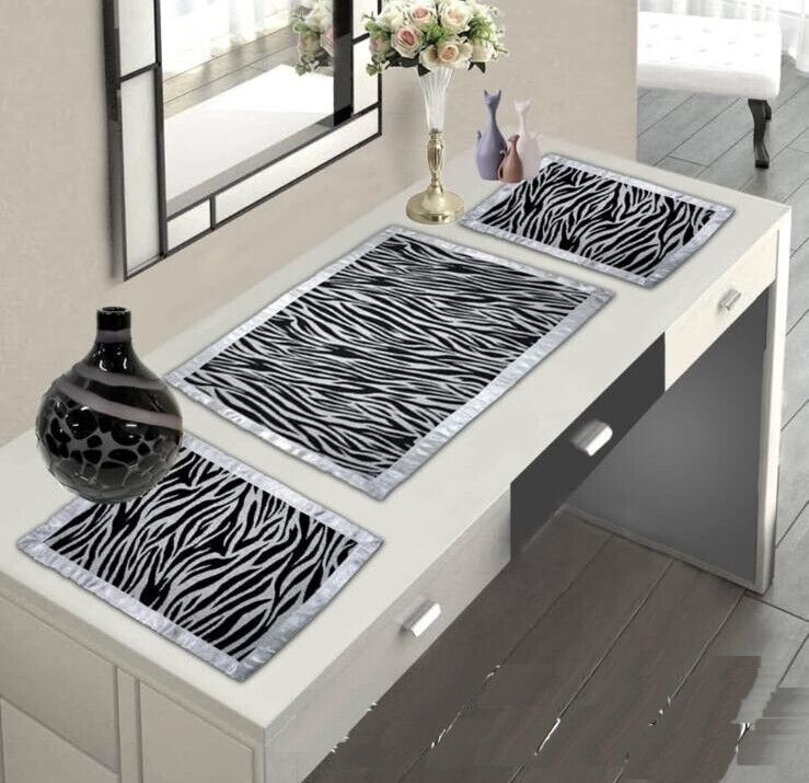 Tris Centrini Zebrati Moderni Artigianali Made in Italy Decorazione Casa Arredo
