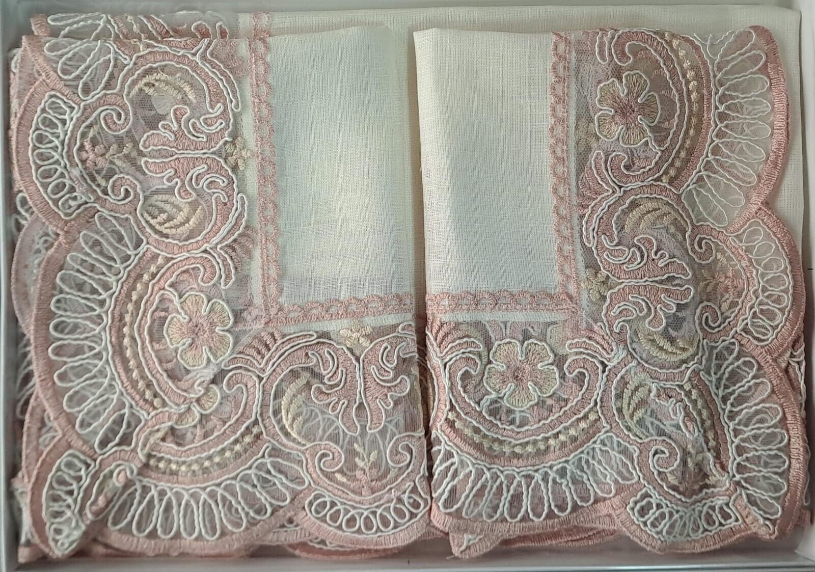 Tris centrini 3 pezzi Misto Lino Vari Modelli e Colori Eleganti Lavorati Bordi