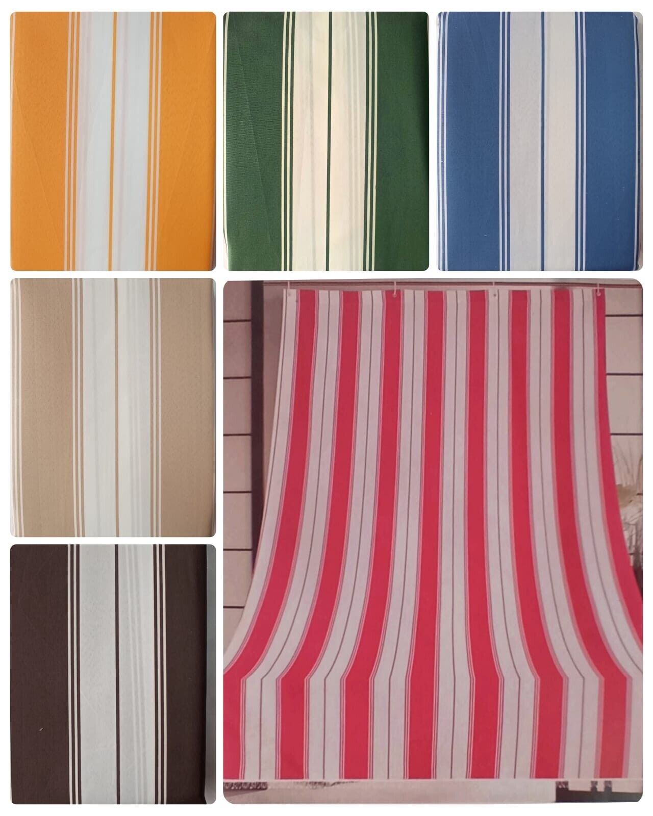 Tende da Sole Rigata a Strisce con Anelli Uso Esterno Balcone Resistente