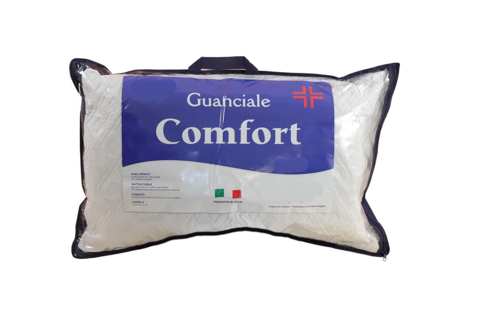 Guanciale Cuscino Traspirante in Fiocco Anallergico Morbido Comfort 50x80cm