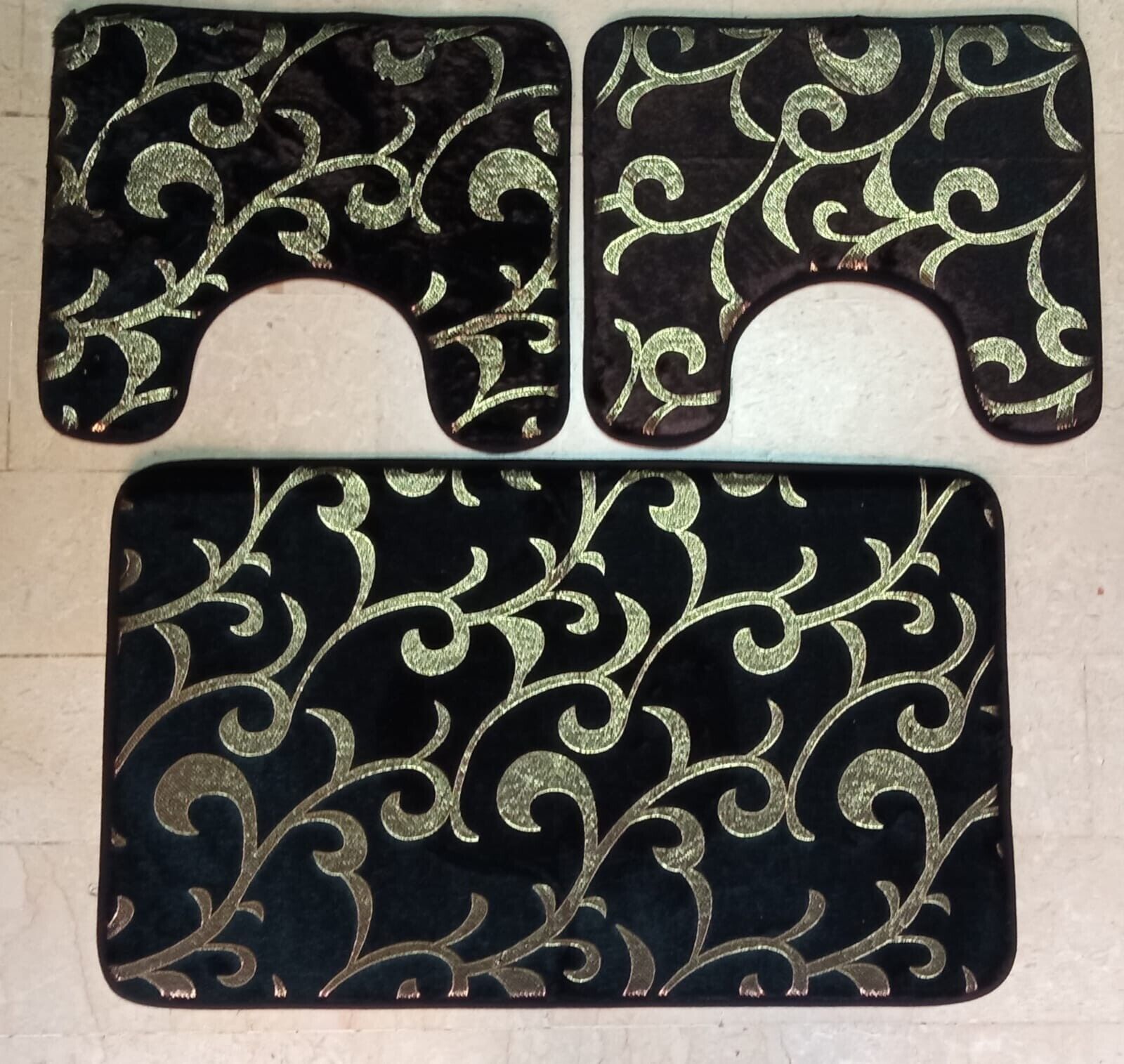 Tappeto bagno set 3 pezzi o Tappeto Bagno singolo 50x80cm Antiscivolo Poliestere