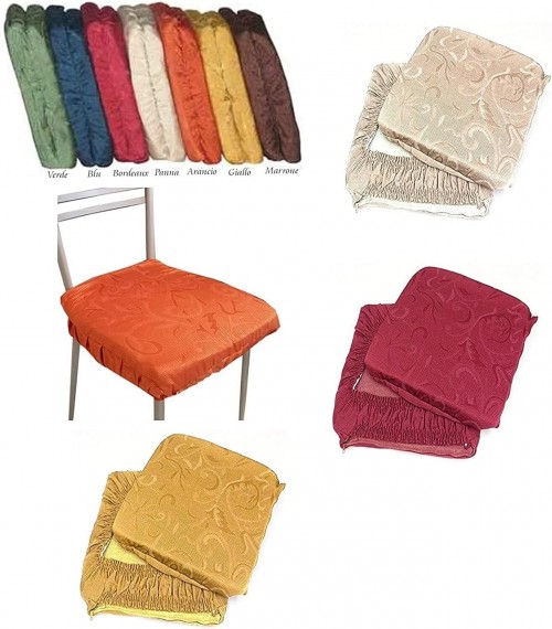 Coprisedia Coppia Cuscino Imbottito Tessuto Jacquard Elasticizzato Made in Italy