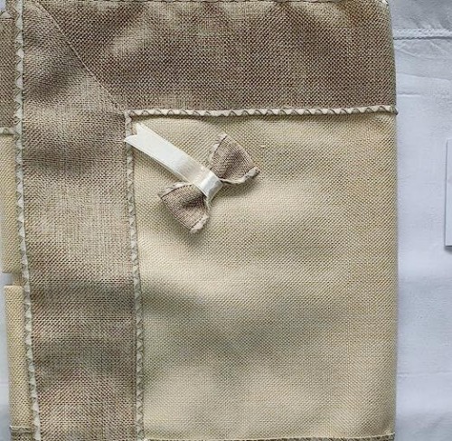 Tovaglia Tavola Juta Rifinita con Smerlino x12 Pers. 140x240cm Made in Italy