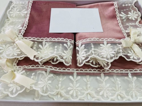 Centrini Tris in Velluto Pizzo Organza Eleganti Vari Colori Made in Italy