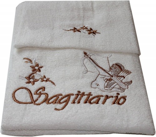 Asciugamani Zodiacali Tris o Coppia Puro Cotone Spugna Italy Viso Ospite Bagno