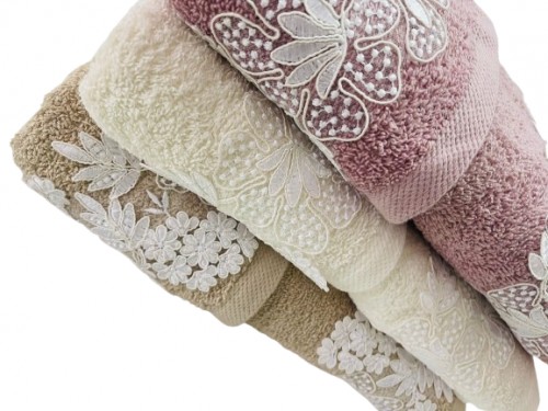 Coppia  Asciugamano Viso Ospite Spugna Puro Cotone Extra Morbido Ricamo Bagno