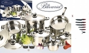 Batteria Pentole Bavaria 23 Pezzi Acciaio/Inox 18/10 con Set 5 Coltelli  Argento