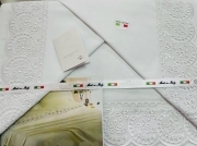 Complet Lenzuola Puro Cotone mordbido Singolo Matrimoniale Sangallo Made in Ital