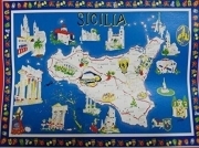 Telo mare Microfibra disegno Sicilia Assorbente Leggero. Idea regalo o Souvenir