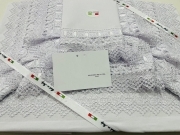 Completo Lenzuola Puro Cotone con pizzo Qualita' Extra Bianco 1 e 2 Posti