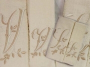 Coppia Asciugamani Viso Ospite con Iniziali Spugna Puro Cotone Panna Qualita