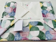 Completo Lenzuola Matrimoniale Puro Cotone Elegante Balza con Stampa Nouvelle