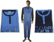 Pigiama Uomo Caldo Cotone Tuta da Casa Manica Lunga Fantasia