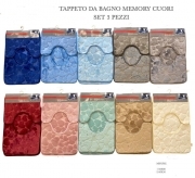 Tappeto Bagno Cuori Set 3 pezzi Antiscivolo memory Qualita' Made in italy