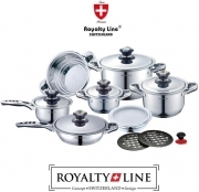 Batteria di Pentole Set Cucina 16Pz Professionale Royalty Line Swiss Inox 18/10