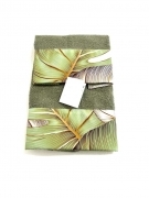 Coppia Asciugamani Viso Ospite Spugna Tinta Unita con Bordo Fantasia Assorbente