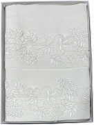 Asciugamani Coppia 1piu'1 Puro Lino Ricamati a Mano Punto Antico Alta Qualita'