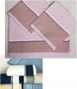 Completo Lenzuola Matrimoniale Cotone e Lino con elegante Balza Tinta Unita