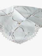 Servizio tè Centro quadratoMisto Lino Bianco Dentelle 90x90cm Pizzo Fatto Mano