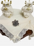 Tovaglia Tavola Panna con applicazione di Pizzo Prodotto Italiano Varie Misure