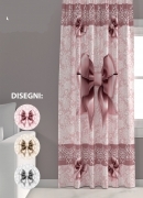 Tenda Arredo 150x290 cm Fiocco Rasatello di Cotone Rosa Grigio Biscotto