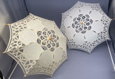Ombrellino Pizzo Rinascimento Beige Bianco Matrimoni Sposa  