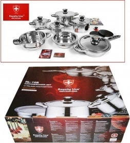 Batteria di Pentole Set Cucina 16Pz Professionale Royalty Li