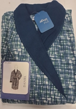 Vestaglia Uomo Lunga in Pile Fantasia con Cintura Calda Morb