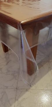 Tovaglia Cerata Trasparente Glitterata Argento PVC plastica 