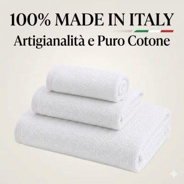 Set  Asciugamani Bagno 100% Spugna Cotone Made in Italy Viso