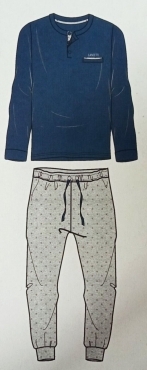 Pigiama Uomo Cotone Manica Pantalone Lungo Girocollo a Botto